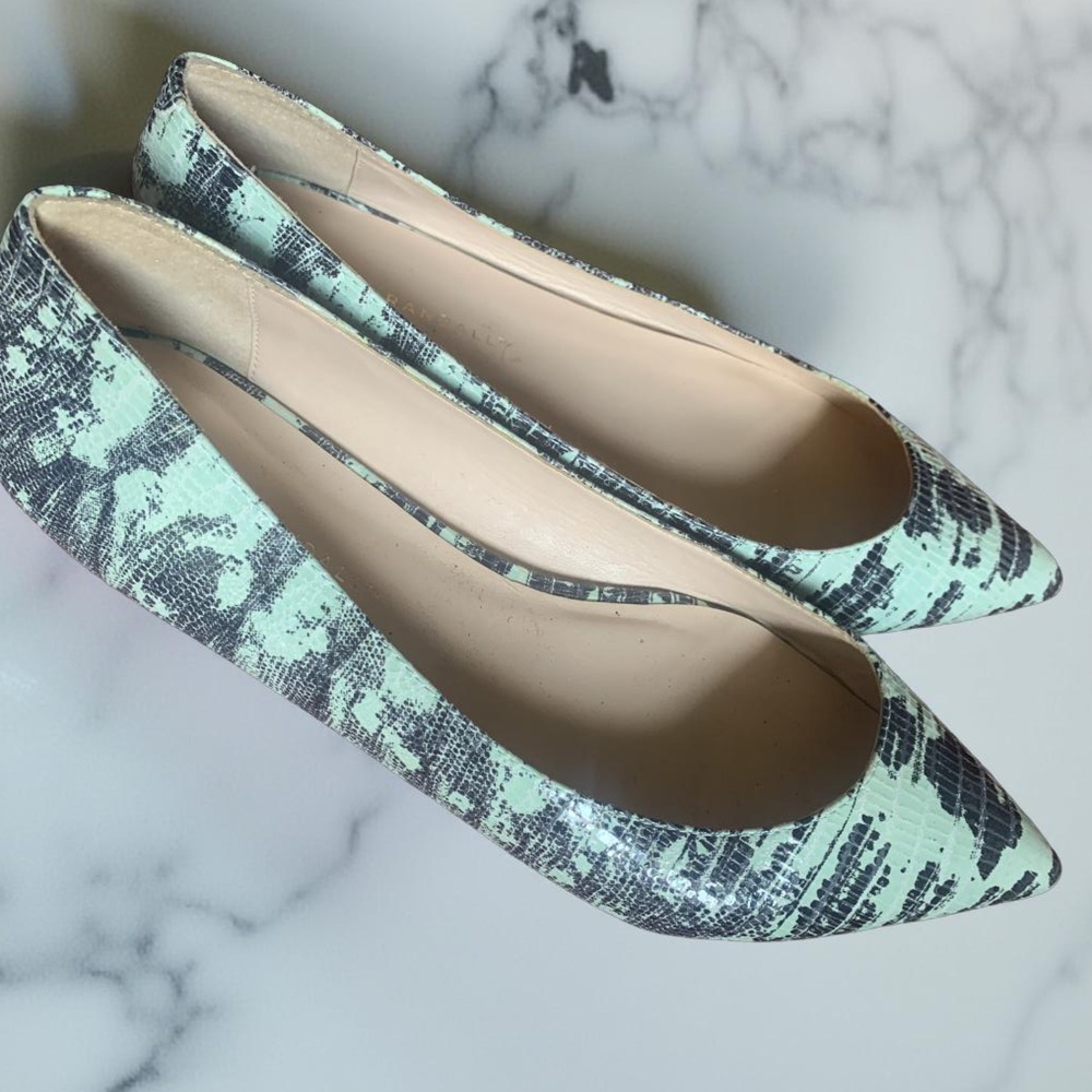 Loeffler Randall Green and Brown Patterned Flats